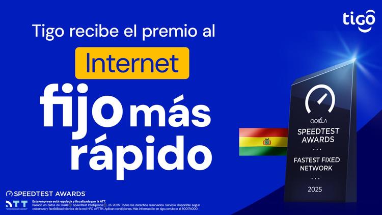 Imagen de portada: Tigo es reconocida por Ookla con el premio a la “Red Fija más rápida de Bolivia”
